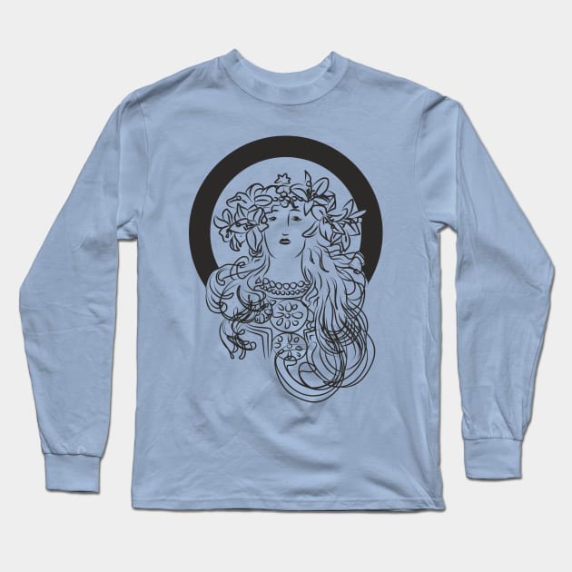 Alphonse Mucha Inspiration Long Sleeve T-Shirt by XOOXOO